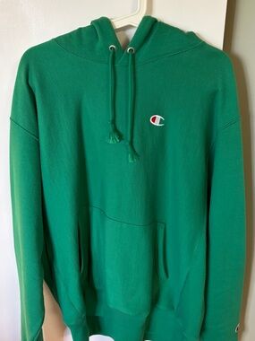 Champion Green Hooded Sweatshirt with Embroidered Logo